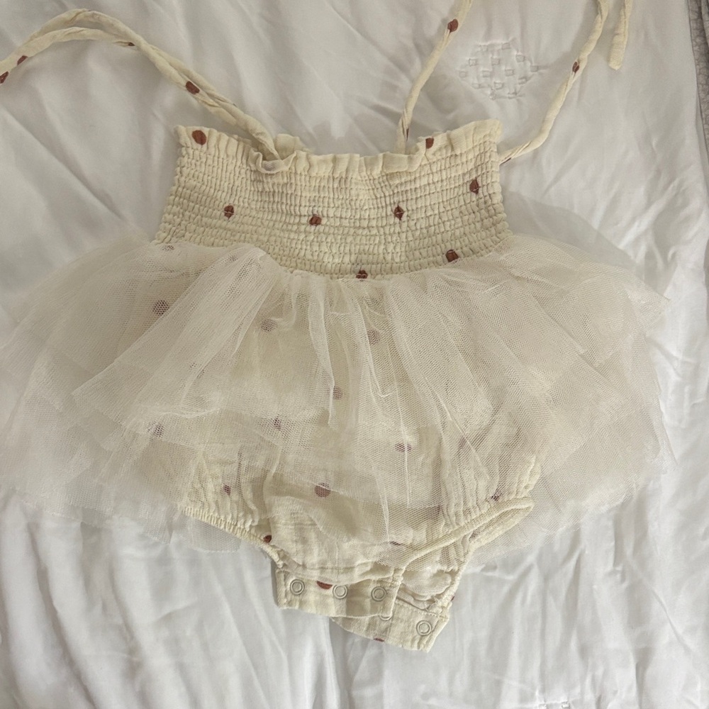 Angel Dear Cream Bodysuit with Tulle Skirt